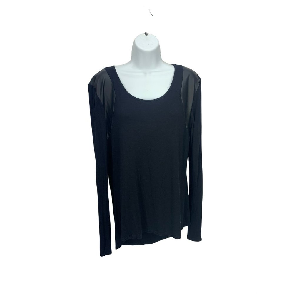 Nicki Minaj Black Leather Trim Size 3XL Long Sleeve Blouse